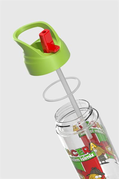 Renga Moly Kral Şakir Desenli 500 ml Pipetli Tritan Çocuk Matara 222055 Yeşil