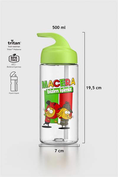 Renga Moly Kral Şakir Desenli 500 ml Pipetli Tritan Çocuk Matara 222055 Yeşil