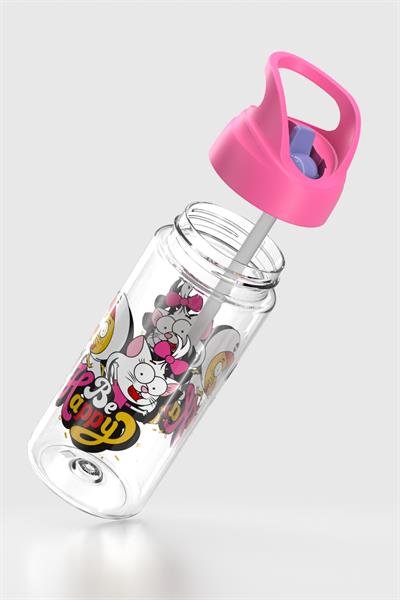 Renga Moly Kral Şakir Desenli 500 ml Pipetli Tritan Çocuk Matara 222055 Pembe