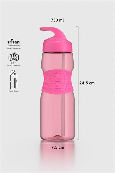 Renga Moly Silikon Detaylı 730 ml Pipetli Tritan Matara 912116 Fuşya