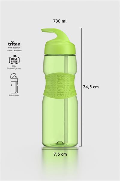 Renga Moly Silikon Detaylı 730 ml Pipetli Tritan Matara 912116 Yeşil