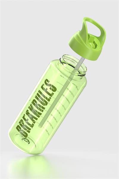 Renga Moly Yazı Desenli 1000 ml Pipetli Tritan Matara 912139 Yeşil