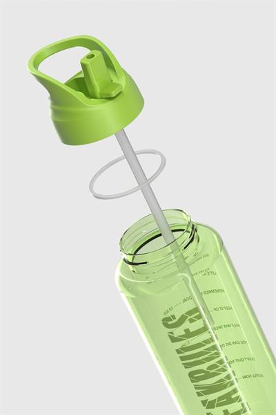 Renga Moly Yazı Desenli 1000 ml Pipetli Tritan Matara 912139 Yeşil