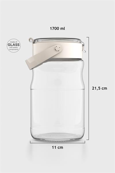 Renga Mono 1700 ml Bej Kapaklı Cam Kavanoz 131072