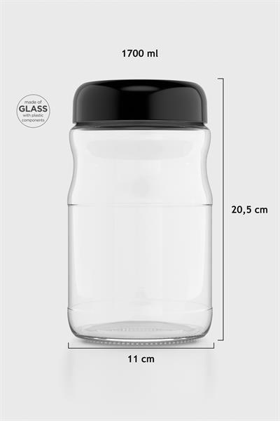 Renga Mono 1700 ml Cam Kavanoz 131076 Siyah