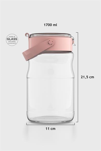 Renga Mono 1700 ml Pembe Kapaklı Cam Kavanoz 131072