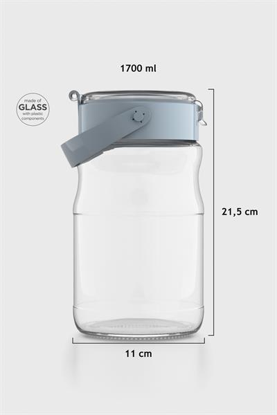 Renga Mono 1700 ml Turkuaz Kapaklı Cam Kavanoz 131072
