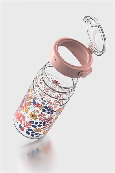 Renga Mono 1800 ml Çiçek Desenli 3lü Cam Kavanoz Seti 132067 Pembe