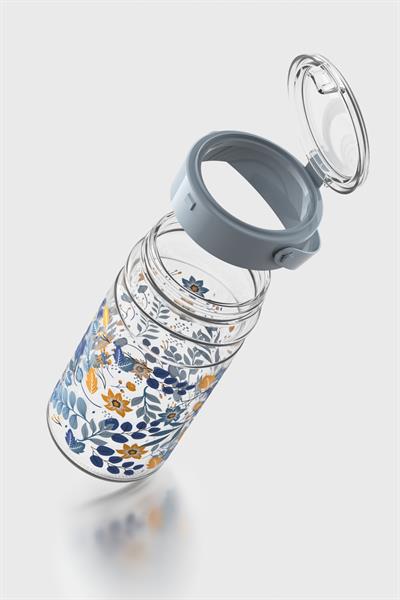Renga Mono 1800 ml Çiçek Desenli Cam Kavanoz 132067 Mavi
