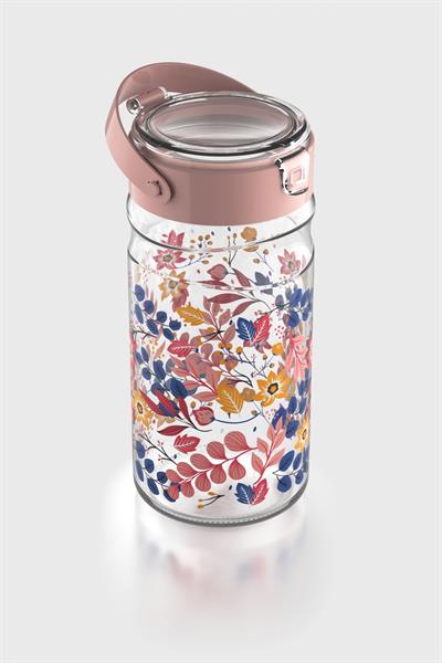 Renga Mono 1800 ml Çiçek Desenli Cam Kavanoz 132067 Pembe