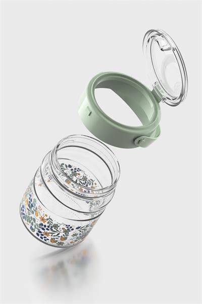 Renga Mono 900 ml Çiçek Desenli Cam Kavanoz 132065 Yeşil