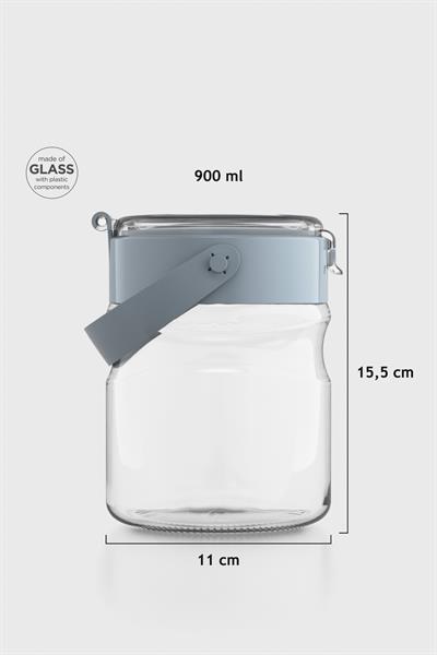 Renga Mono 900 ml Turkuaz Kapaklı Cam Kavanoz 131064