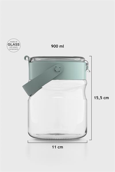 Renga Mono 900 ml Yeşil Kapaklı Cam Kavanoz 131064