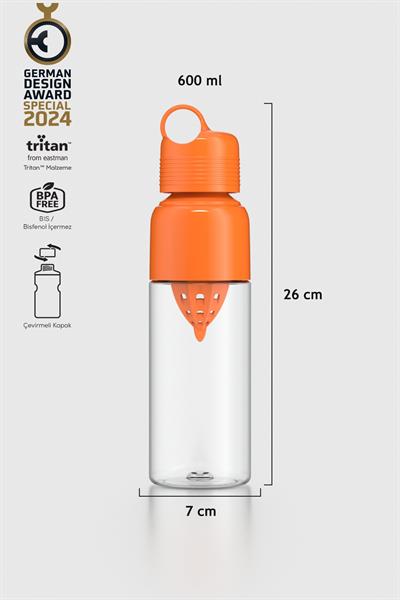 Renga Moon 600 ml Tritan Sıkacaklı Detoks Matara 911028 Turuncu
