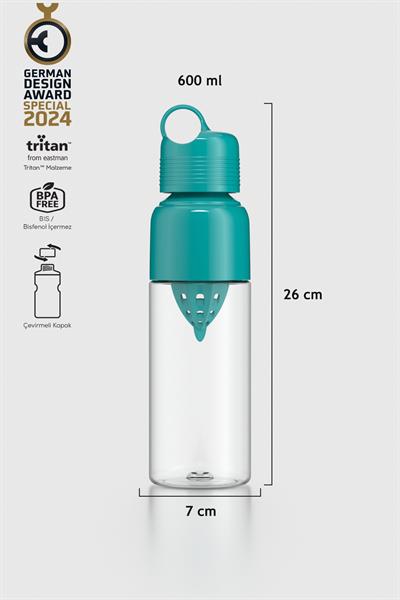 Renga Moon 600 ml Tritan Sıkacaklı Detoks Matara 911028 Turkuaz