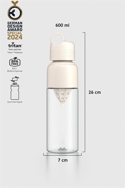 Renga Moon 600 ml Tritan Sıkacaklı Detoks Matara 911028 Bej