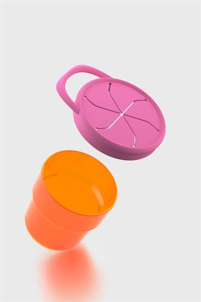 Renga Nest Kids 250 ml Silikon Kapaklı PP Atıştırma Kabı 222058 Turuncu-Pembe