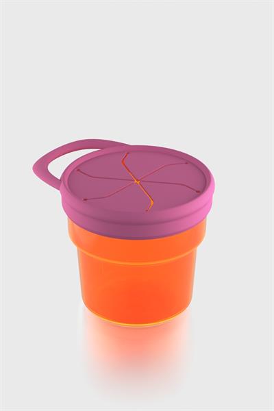 Renga Nest Kids 250 ml Silikon Kapaklı PP Atıştırma Kabı 222058 Turuncu-Pembe