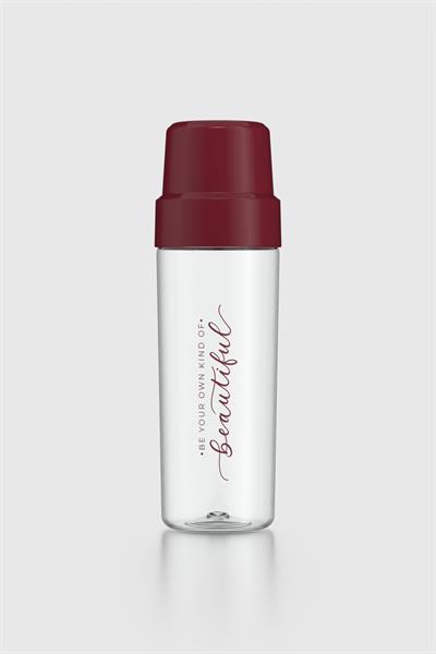 Renga Nest Yazı Desenli 800 ml Bardaklı Tritan Matara 912085 Bordo