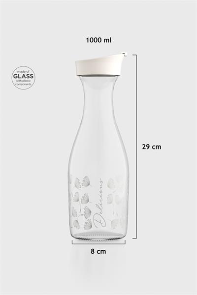 Renga Odesa Çiçek Desenli 1000 ml Cam Karaf 212010 Bej