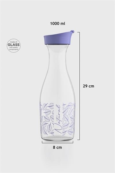 Renga Odesa Çiçek Desenli 1000 ml Cam Karaf 212010 Mor