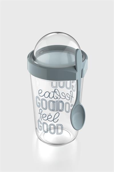 Renga Orbit 600 ml Eat Good Desen Tritan Müsli ve Atıştırmalık Kabı 192009 Turkuaz
