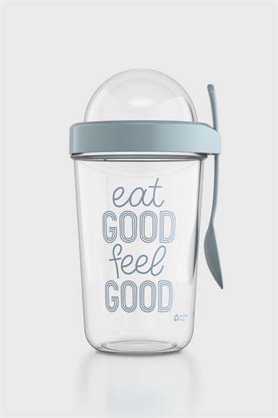 Renga Orbit 600 ml Eat Good Desen Tritan Müsli ve Atıştırmalık Kabı 192009 Turkuaz