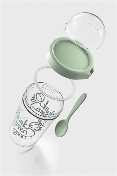 Renga Orbit 600 ml Think Green Desen Tritan Müsli ve Atıştırmalık Kabı 192009 Yeşil