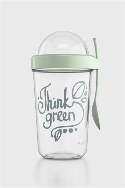 Renga Orbit 600 ml Think Green Desen Tritan Müsli ve Atıştırmalık Kabı 192009 Yeşil