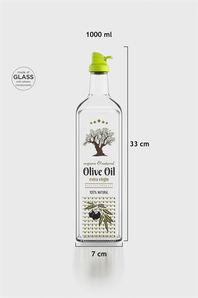 Renga Oslo 1000 ml Desenli Cam Yağlık 152063 Yeşil