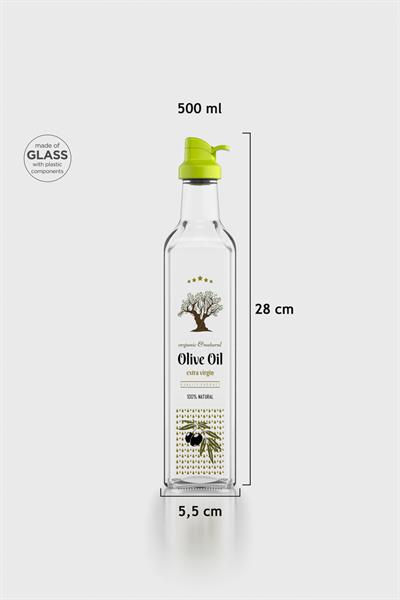 Renga Oslo 500 ml Desenli Cam Yağlık 152006 Yeşil