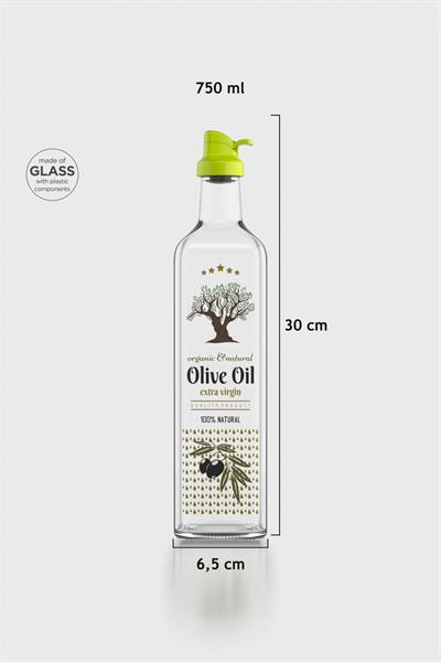Renga Oslo 750 ml Desenli Cam Yağlık 152012 Yeşil