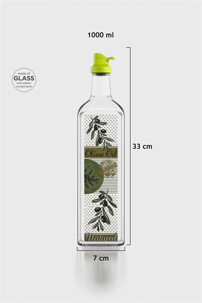 Renga Oslo Desenli 1000 ml Yeşil Kapaklı Cam Yağlık 152063