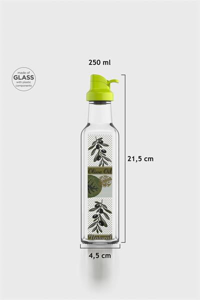 Renga Oslo Desenli 250 ml Yeşil Kapaklı Cam Yağlık 152005