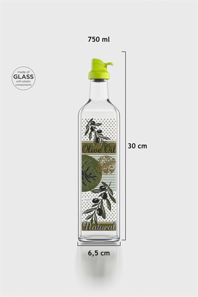 Renga Oslo Desenli 750 ml Yeşil Kapaklı Cam Yağlık 152012