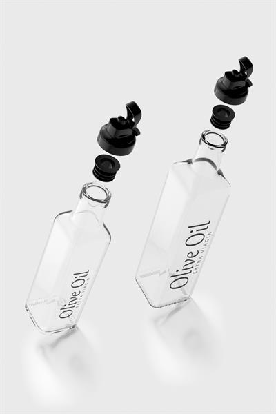 Renga Oslo Siyah Kapaklı Olive Oil Yazılı 250 ml ve 500 ml 2li Cam Yağlık Seti 152001