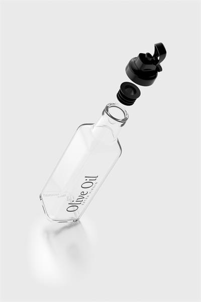 Renga Oslo Yazı Desenli 250 ml Siyah Kapaklı Cam Yağlık 152001