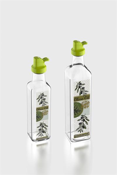 Renga Oslo Yeşil Kapaklı Desenli 250 ml ve 500 ml 2li Cam Yağlık Seti 152005