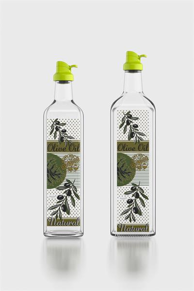 Renga Oslo Yeşil Kapaklı Desenli 750 ml ve 1000 ml 2li Cam Yağlık Seti 152012