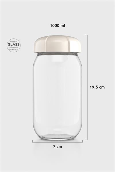 Renga Rhea 1000 ml Bej Kapaklı Cam Kavanoz 131012