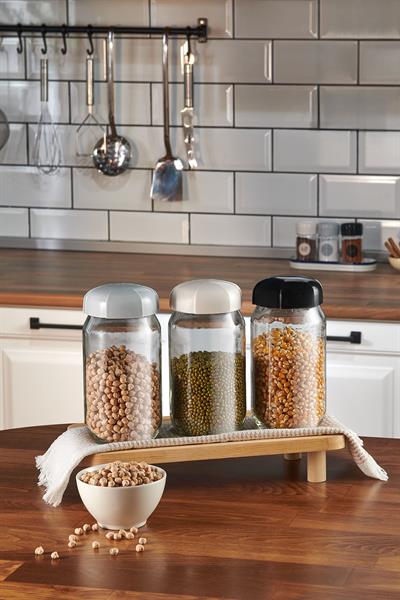 Renga Rhea 1000 ml Gri Kapaklı Cam Kavanoz 131012