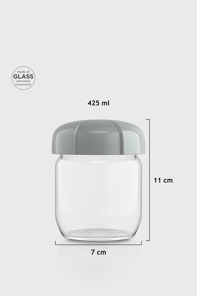 Renga Rhea 425 ml Gri Kapaklı Cam Kavanoz 131010
