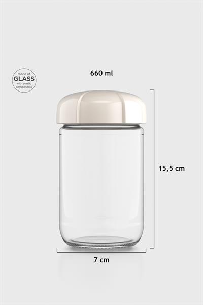 Renga Rhea 660 ml Bej Kapaklı Cam Kavanoz 131011