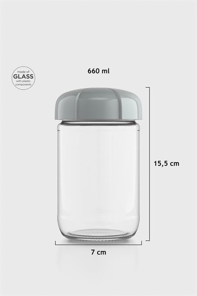 Renga Rhea 660 ml Gri Kapaklı Cam Kavanoz 131011
