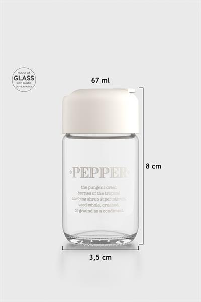 Renga Rita Pepper Yazılı 67 ml Bej Kapaklı Cam Tuzluk-Karabiberlik 122020