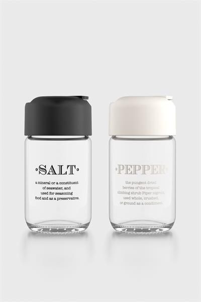 Renga Rita Yazılı 67 ml 2li Cam Tuzluk Biberlik Seti 122020 Siyah-Bej