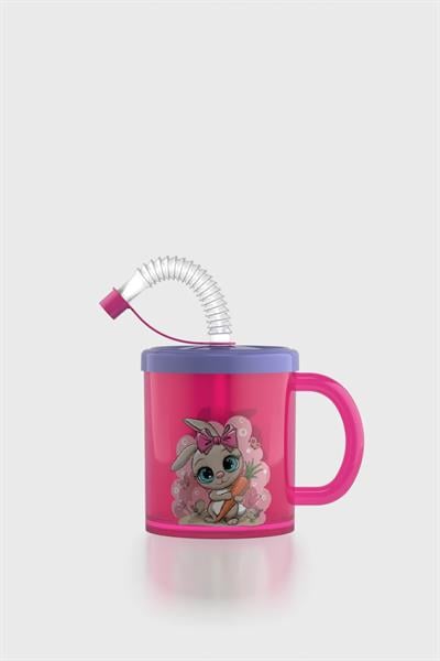Renga Ruby Tavşan Desenli 210 ml Pipetli Kulplu PP Bebek Bardağı 142026 Pembe-Mor
