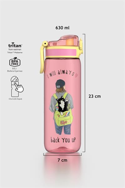 Renga Rybo-X Desenli 630 ml Tritan Çocuk Matara 912163 Pembe