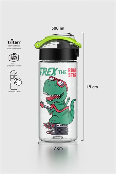 Renga Saga Desenli 500 ml Tritan Çocuk Matara 912014 Siyah