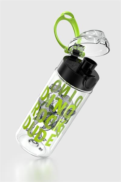 Renga Saga Desenli 500 ml Tritan Çocuk Matara 912014 Siyah-Yeşil